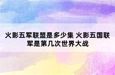 火影五军联盟是多少集 火影五国联军是第几次世界大战